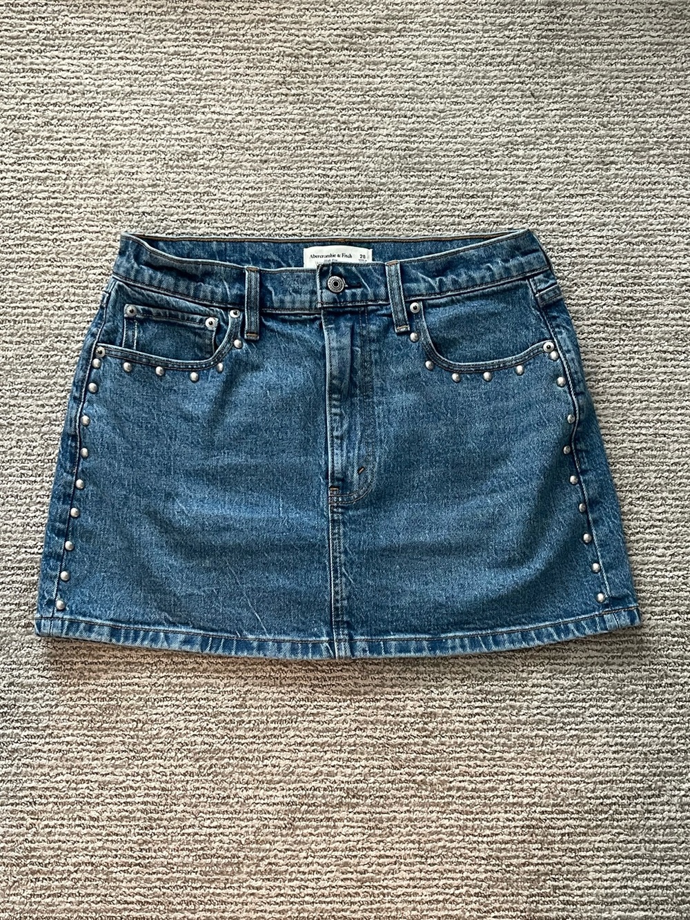 Abercrombie & Fitch Denim Studded Mini Skirt